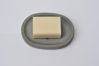HANDMADE OVAL CONCRETE SOAP DISH - GREY