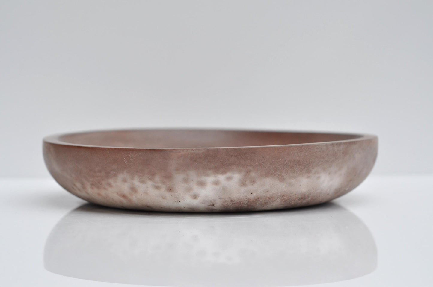 Shallow Concrete Bowl | Round Cement Textured Accessory Plate | Beton Brown and white Key Bowl