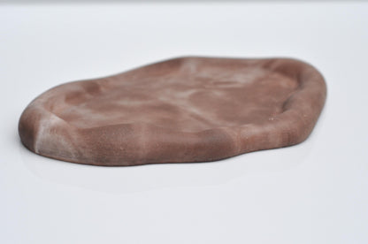 Brown Concrete Tray | Irregular Concrete Handmade Cloud Tray | Brown and White  Beton Candle Plate