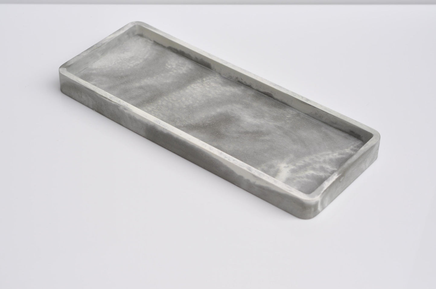 Long Concrete Tray | Cement Handmade Rectangular Tray | Decorative Steel Grey Marble Tray | Accessory Cosmetics Tray