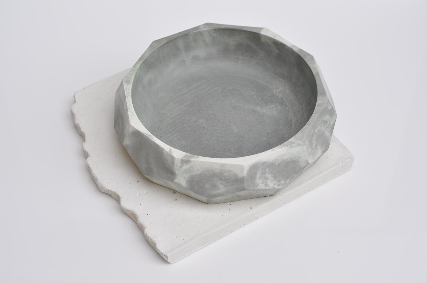 Concrete Handmade Bowl Ash green grey and white Diamond Key Bowl  | Beton Acessory Bowl