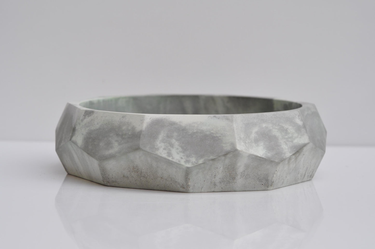 Concrete Handmade Bowl Ash green grey and white Diamond Key Bowl  | Beton Acessory Bowl