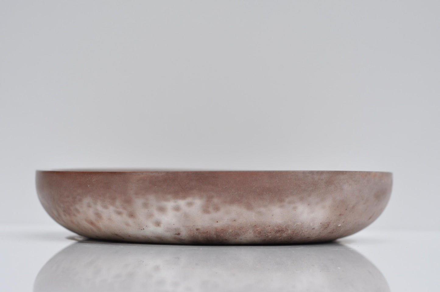 Shallow Concrete Bowl | Round Cement Textured Accessory Plate | Beton Brown and white Key Bowl