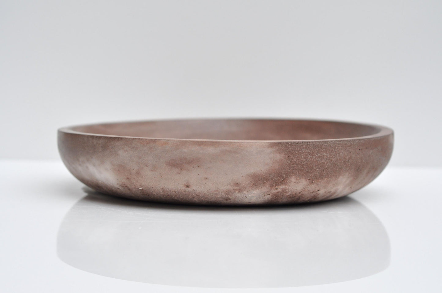 Shallow Concrete Bowl | Round Cement Textured Accessory Plate | Beton Brown and white Key Bowl