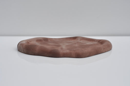 HANDMADE IRREGULAR CONCRETE TRAY - BROWN AND WHITE