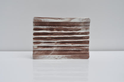 HANDMADE CONCRETE SOAP DISH -  BROWN AND WHITE