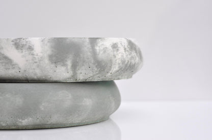 HANDMADE MEDIUM CONCRETE BOWL - GREEN AND WHITE