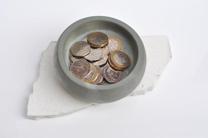 HANDMADE LITTLE CONCRETE BOWL - GREY GREEN AND WHITE
