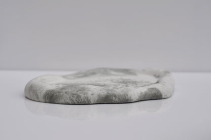 HANDMADE IRREGULAR CONCRETE TRAY - GREEN AND WHITE