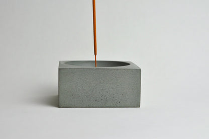 Concrete incense burner | Steel Grey Cement Josticks Holder | Unique Beton Home Decor