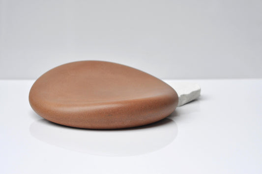 HANDMADE CONCRETE PEBBLE TRAY -  ORANGE