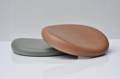 HANDMADE CONCRETE PEBBLE TRAY -  ORANGE