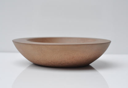 HANDMADE SHALLOW CONCRETE BOWL WIDE RIM - TERRACOTA