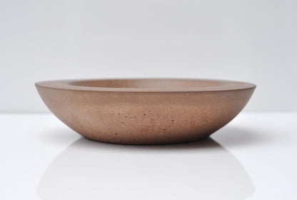 HANDMADE SHALLOW CONCRETE BOWL WIDE RIM - TERRACOTA
