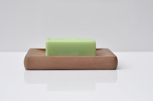 HANDMADE LARGE CONCRETE SOAP DISH - TERRACOTTA