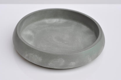 HANDMADE MEDIUM CONCRETE BOWL - GREEN AND WHITE