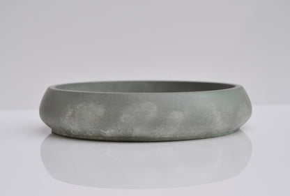 HANDMADE MEDIUM CONCRETE BOWL - GREEN AND WHITE