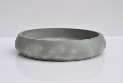 HANDMADE MEDIUM CONCRETE BOWL - GREEN AND WHITE