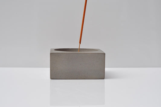 HANDMADE CONCRETE SQUARE INCENSE BURNER - GREY