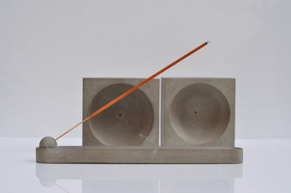 HANDMADE CONCRETE SQUARE INCENSE BURNER - GREY