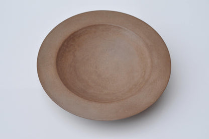 HANDMADE SHALLOW CONCRETE BOWL WIDE RIM - TERRACOTA