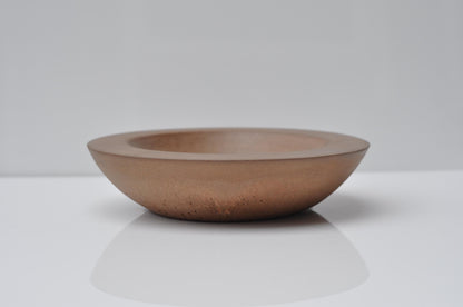 HANDMADE SHALLOW CONCRETE BOWL WIDE RIM - TERRACOTA