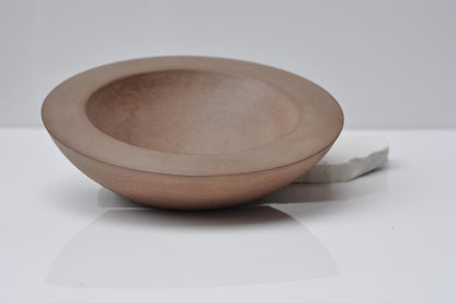HANDMADE SHALLOW CONCRETE BOWL WIDE RIM - TERRACOTA