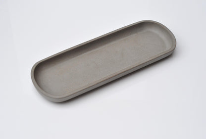 HANDMADE LONG OVAL CONCRETE TRAY - GREY