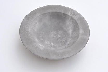 HANDMADE CONCRETE SHALLOW BOWL - GREY AND WHITE