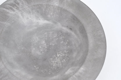 HANDMADE CONCRETE SHALLOW BOWL - GREY AND WHITE