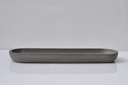HANDMADE LONG OVAL CONCRETE TRAY - STEEL GREY
