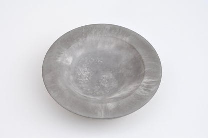 HANDMADE CONCRETE SHALLOW BOWL - GREY AND WHITE