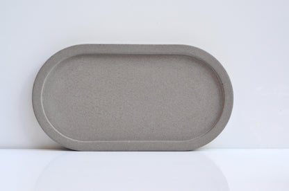 Oval Concrete Tray: Handmade Minimalist Candle Liquid Soap Plate