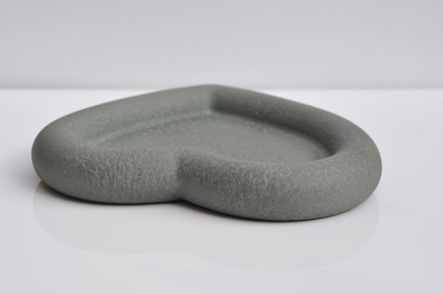 Concrete Heart Tray: Handmade Heavy Candle Plate - Green