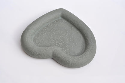 Concrete Heart Tray: Handmade Heavy Candle Plate - Green