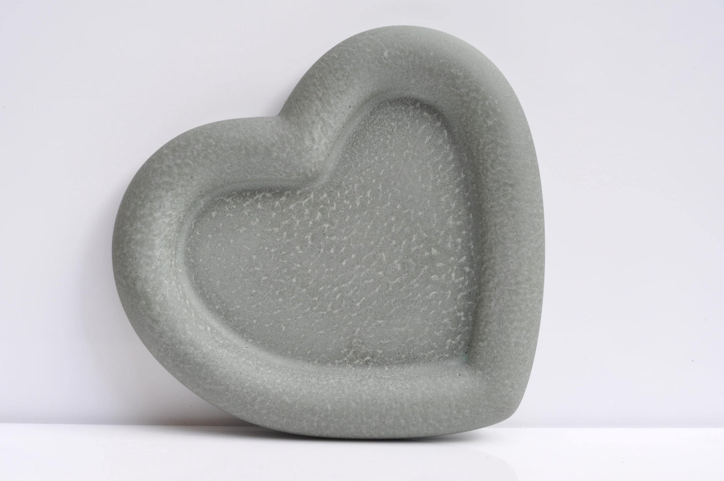Concrete Heart Tray: Handmade Heavy Candle Plate - Green