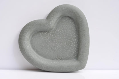 Concrete Heart Tray: Handmade Heavy Candle Plate - Green