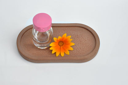 Oval  Concrete Tray: 20cm Orange Decorative Candle Plate