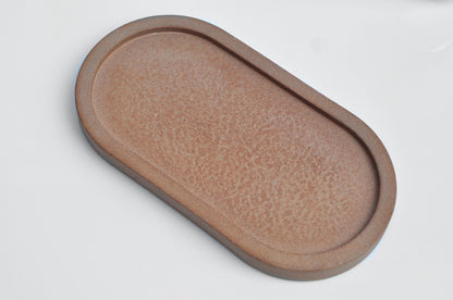 Oval  Concrete Tray: 20cm Orange Decorative Candle Plate