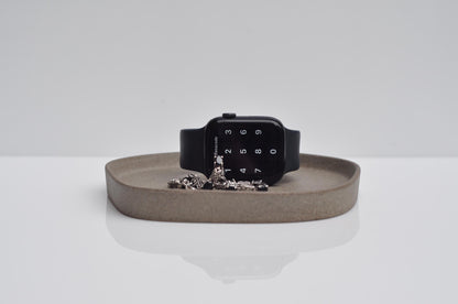 Small Concrete Tray: Modern Irregular Minimalist Catchall Tray - Grey