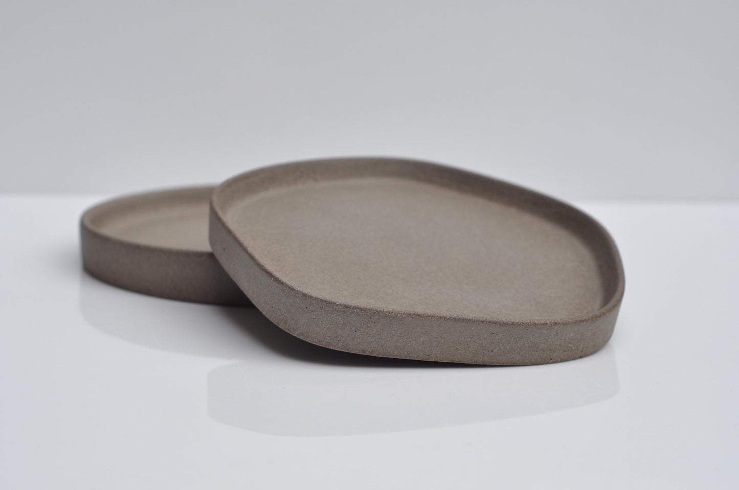 Small Concrete Tray: Modern Irregular Minimalist Catchall Tray - Grey