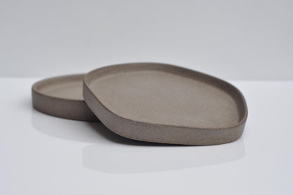 Small Concrete Tray: Modern Irregular Minimalist Catchall Tray - Grey