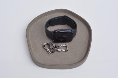 Small Concrete Tray: Modern Irregular Minimalist Catchall Tray - Grey