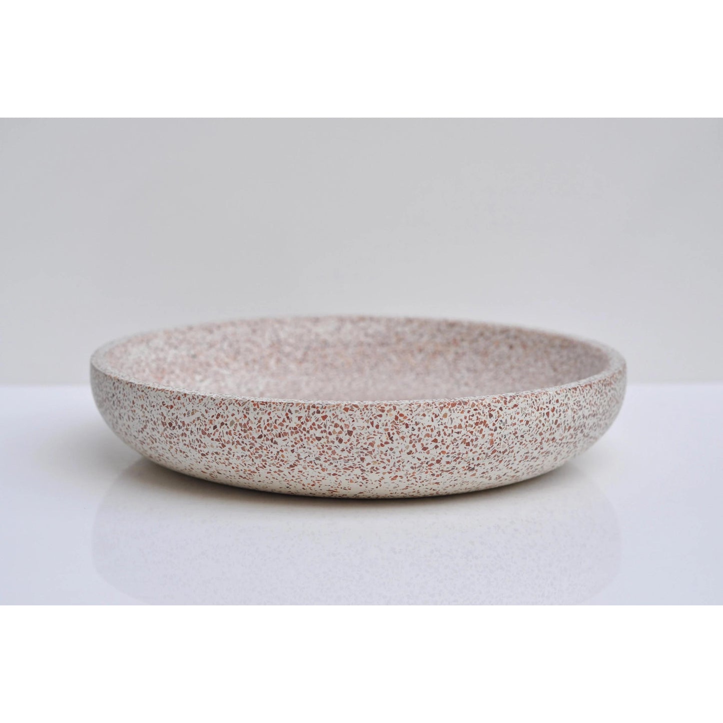 Concrete Terrazzo Bowl: Handmade Shallow Heavy Modern Jewelry Dish, Home Decor