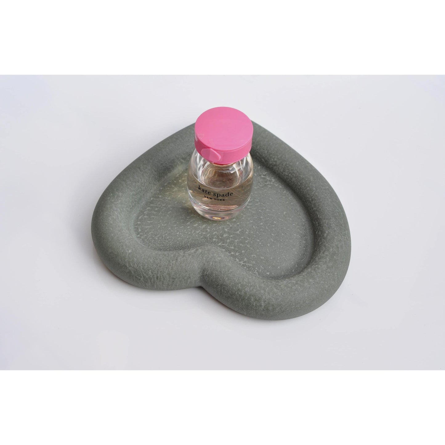 Concrete Heart Tray: Handmade Heavy Candle Plate - Green