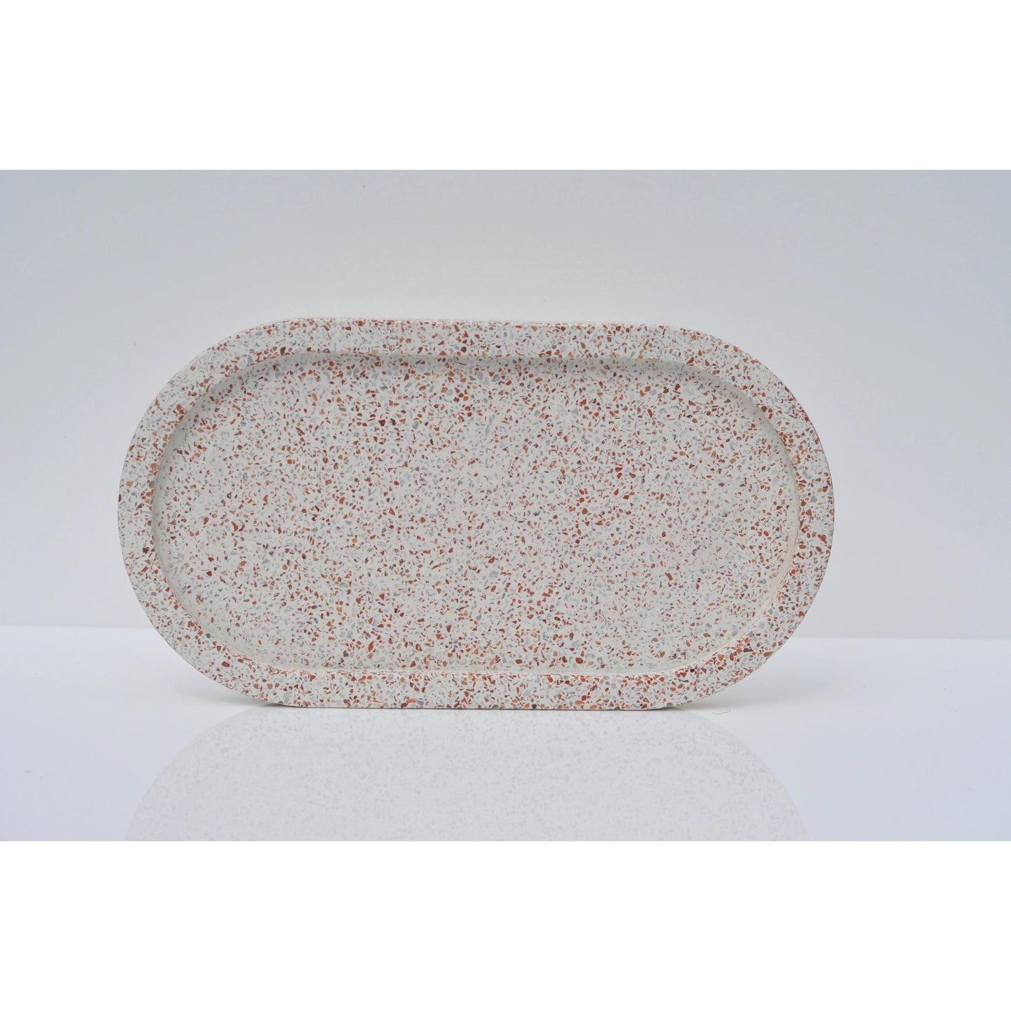 Concrete Terrazzo Tray: Handmade Oval Decorative Candle Tray