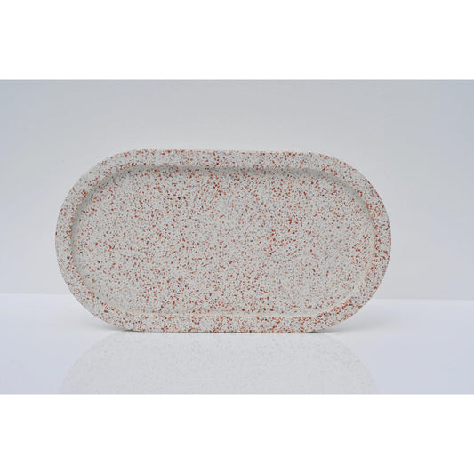 Concrete Terrazzo Tray: Handmade Oval Decorative Candle Tray