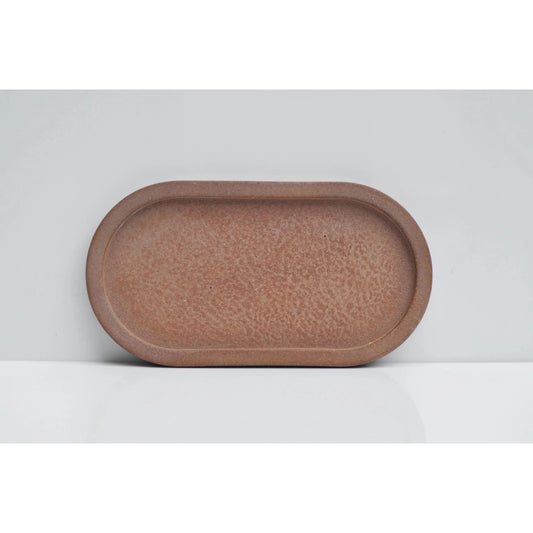 Oval  Concrete Tray: 20cm Orange Decorative Candle Plate