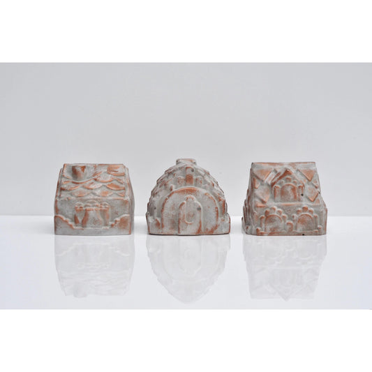 Handmade Concrete House Sculpture: Painted Paperweight Ornaments