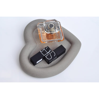 Concrete Key & Jewelry Tray: Handmade Heavy Candle Plate - Grey